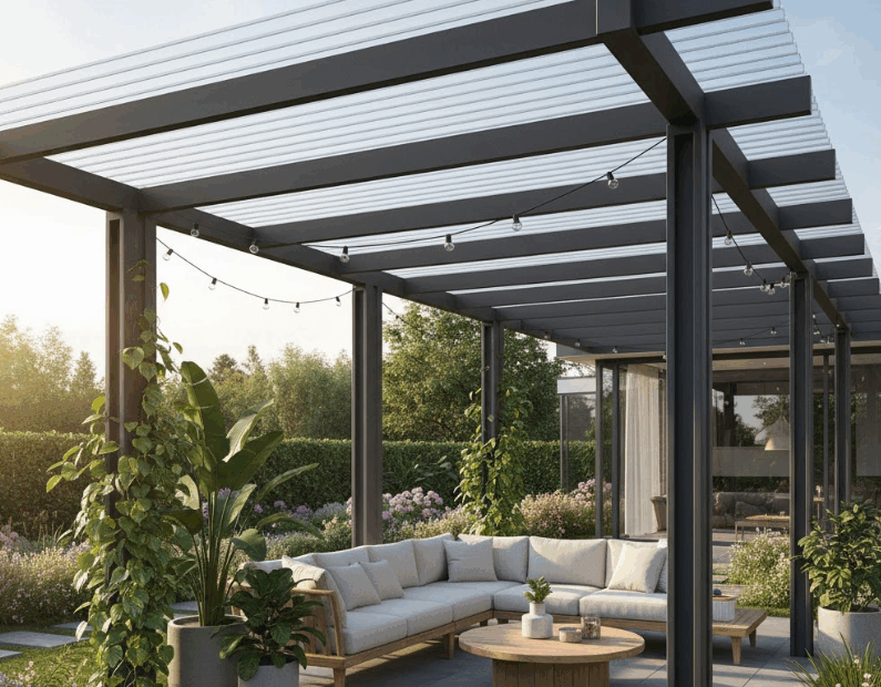 arreglo de pérgolas de policarbonato