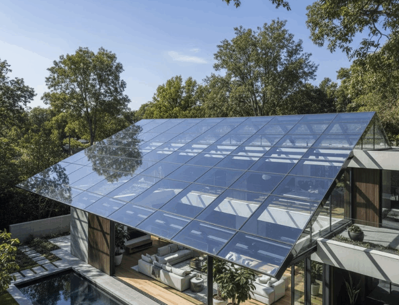 Casa con techo de cristal