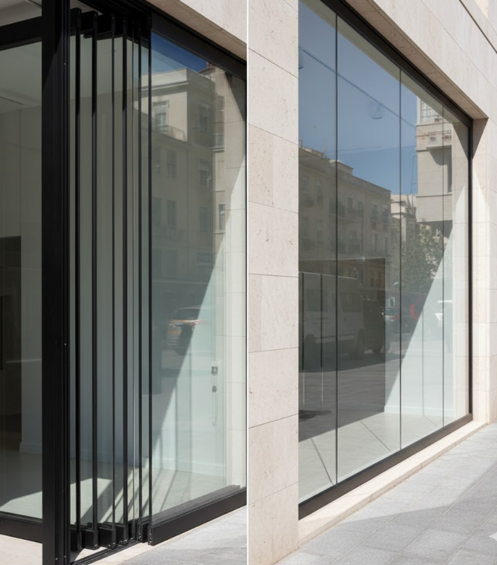 cortinas de cristal con perfiles vs sin perfiles