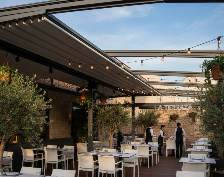 techo móvil terraza restaurante