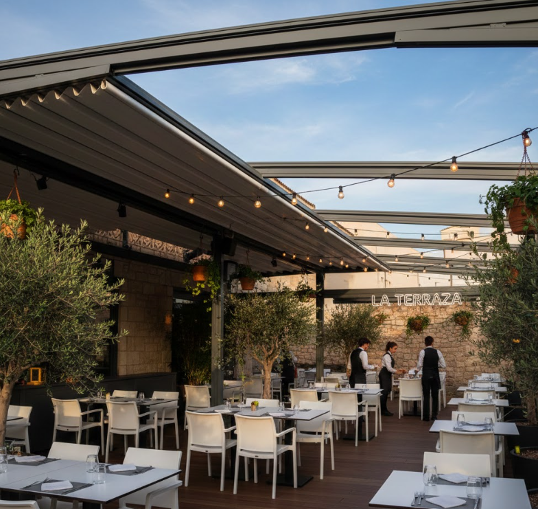 techo móvil terraza restaurante