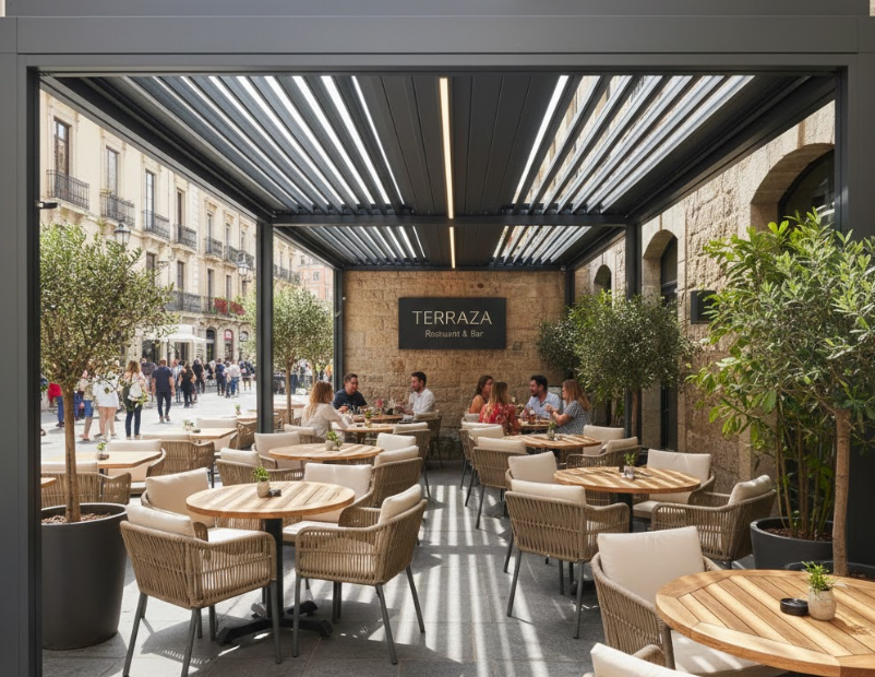 pérgola bioclimática para restaurante